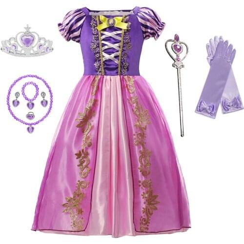 Tangled Rapunzel Dress Up Princess Party Cosplay Costumes Accessories Wig Halloween Birthday Gifts For Kids Girls