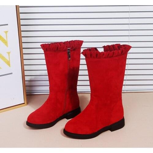 Girls' Boots Autumn Winter 2020 New Childrens High Snow Boots Fashion Girls Princess Boots Plush Non-slip Cotton Shoes E218