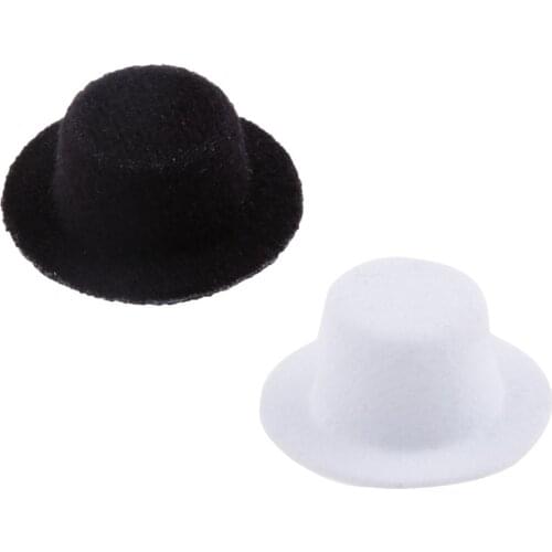 2 Pieces Cool Dolls Hat For 1/12 Scale Dollhouse Miniature Bowler Doll Hat Kids Pretend Toys