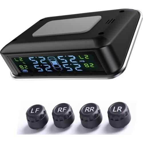 Touch switch Car Tire Pressure Monitor System Voice Alarm Solar Car Tyre Pressure Monitor System With 4 External TPMS Sensor