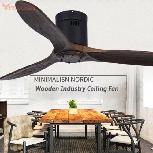 Indoor Ceiling Fan Modern Creative Ceiling Fan Light with 3 Wooden Blades and Remote Control Energy Saving LED Chandelier