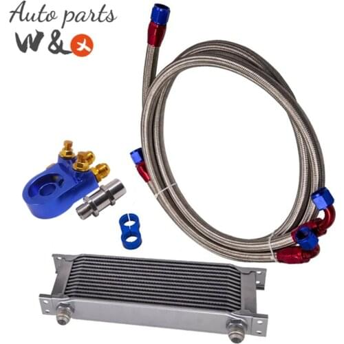 Universal 13-Row 10AN Engine Oil Cooler Thermostat Oil Filter Adapter Hose Kit Oil Radiator OC-UOL13-3SL