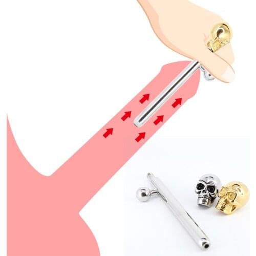 Gold Skull Urethral Sound Urethra Catheter Male Penis Plug Tube Urethral Stretcher Urethral Sound Dilator Adult Sex Toy