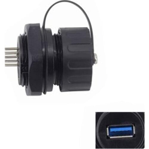 Waterproof USB 3.0 Connector IP68,Industrial M25 10Pin Male to USB Type A Female Socket Plug Panel Mount with Dustproof Cap
