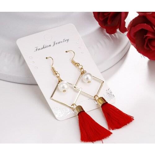 Fooderwerk Jewelry Fashion Atmosphere Long Earrings Simple Geometric Square Tassel Earrings Women sweet earrings
