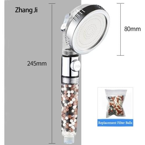 ZhangJi Pvc Pressure Shower Accessories Fixtures High Pressure Shower Head Water Filter saving Holder Massage Black for Bathroom