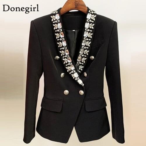 Newest 2021 Spring and Autumn Fashion Designer Jacket Womens Diamonds Strass Beading Double Breasted Shawl Collar Blazer Coat