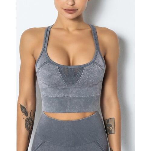 Shi Nuoxuans new shockproof gathered beautiful back underwear womens fitness running yoga vest seamless washed sports bra