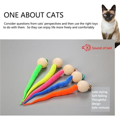 1/3pcs Wiggly Balls Cat Bell Toys New Cat Chewing Toys Wooden Ball Wiggly Tail Bell Sounding Kitten Bite Toys Cat Chewing Toys
