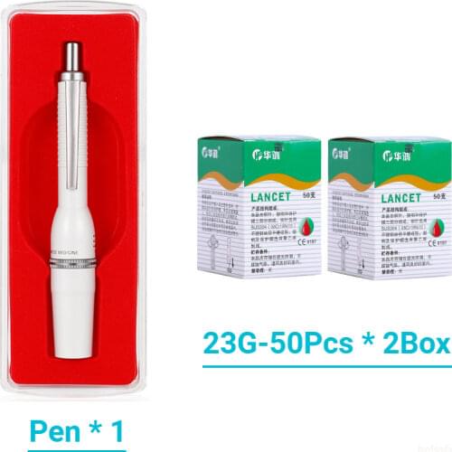 Blessfun new 1 pcs pen + 100pcs needles Cupping device pen lancing needles massage stick Twist Off Lancets for Blood test