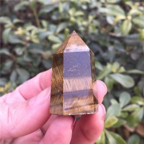 1pc Natural Tiger Eye Crystal Stone Quartz Point Tower Stone Mineral Healing Home Decoration Collection