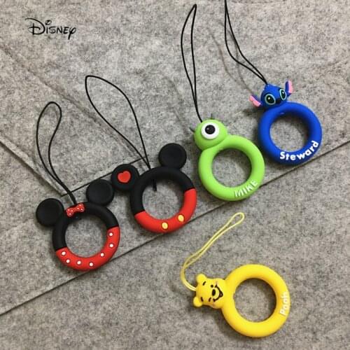 1Pcs Disney Finger Ring Phone Strap Silicone Mobile Phone Lanyard Donuts Wreath Charm Strap For Airpods Key ID Card Lanyards