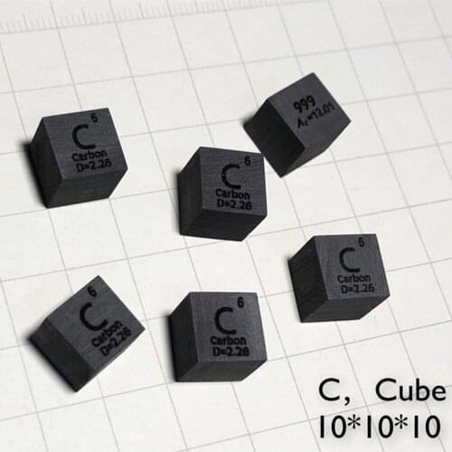 10mm C≥99.9% Wiredrawing Carbon Cube Periodic Table Of Elements Cube Hand Made Science Educational DIY Crafts Display