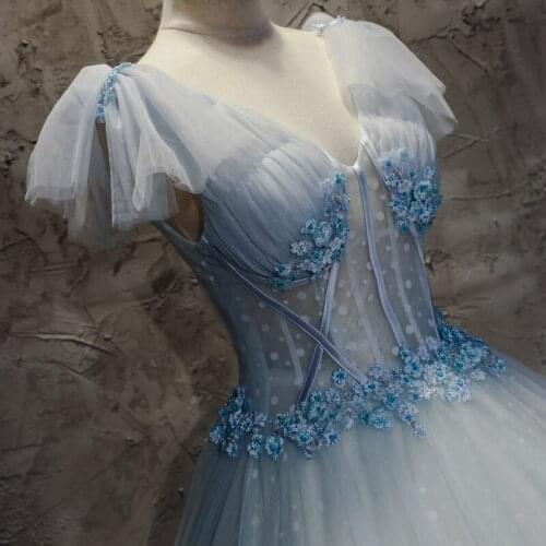 100% real cosplay snow light blue ball gown medieval dress Renaissance gown queen Victorian Belle Ball gown
