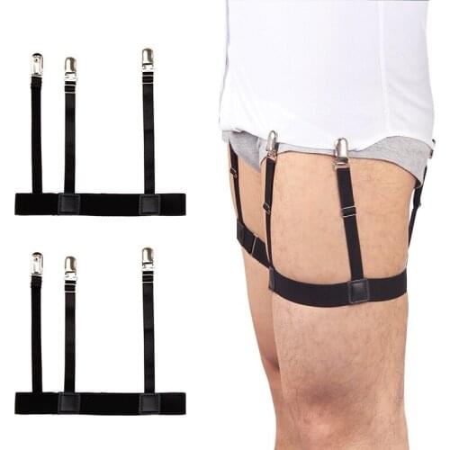 2 Pcs Men Shirt Stays Belt with Non-slip Locking Clips Keep Shirt Tucked Leg Thigh Suspender Garters Strap LL