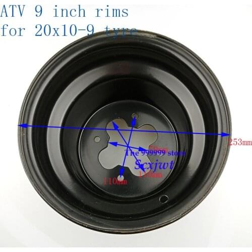 2019 High Performance Size 9 Inchwheel Hub ATV Accessories 20X10-9 Inch Iron Wheel Rim for Cross Country Motorcycle Go-kart ATV