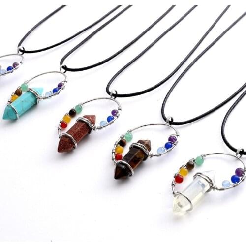 2020 Statement Choker Necklace Natural Stone Surround Reiki 7 Chakra Crystal Necklaces Pendant for Charms Bohemian Women Jewelry