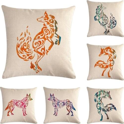 45*45 cm Creative Cartoon Colorful Fox Pillow Cover Soft Deer Cushion Chair Sofa Cotton Bed Sheet Jewelry Home Decoration