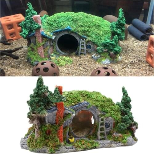 Aquarium Artificial Castle Decoration Reptile Fish Tank House Shelter Ornament Aquarium Rock Cave For Fish Shrimp Turtle Hiding