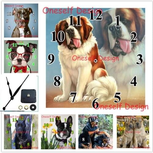 3d diamond painting with Mechanical clock animal dog 5d diamond embroidery full set with clock diamond mosaic sale wall sticker