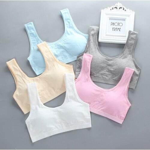 Girls bra training bra vest-style student cotton U-shaped broadband childrens short bra sports breathable