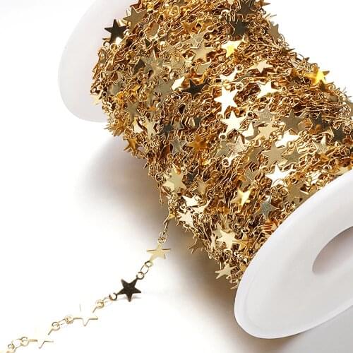 1meter Gold Color Stainless Steel Chains Star Link Chains DIY for Women Necklace Bracelet Jewelry Making Components DIY No Faded