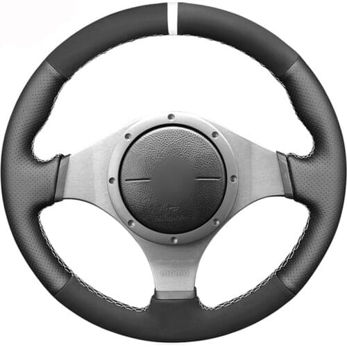 Black Pu Leather Suede Car Steering Wheel Cover for Mitsubishi Lancer Evolution 8 VIII 2003-2005 Lancer Evolution 9 IX 2005-2007