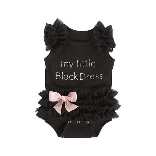 Baby Bodysuits Kids Baby Girls Embroidered My Little Black Dress Bodysuit Rupas Jumpsuit outfits baby clothing