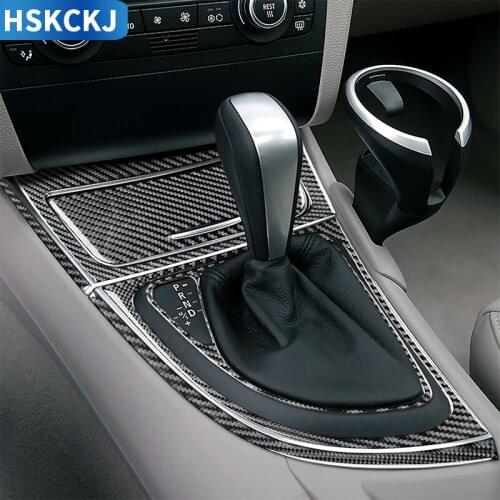 For 1 Series E81 E82 E87 E88 2008-2013 Automatic Gear Shift Trim Gear Box Interior Strip Carbon Fiber Stickers Car Accessories