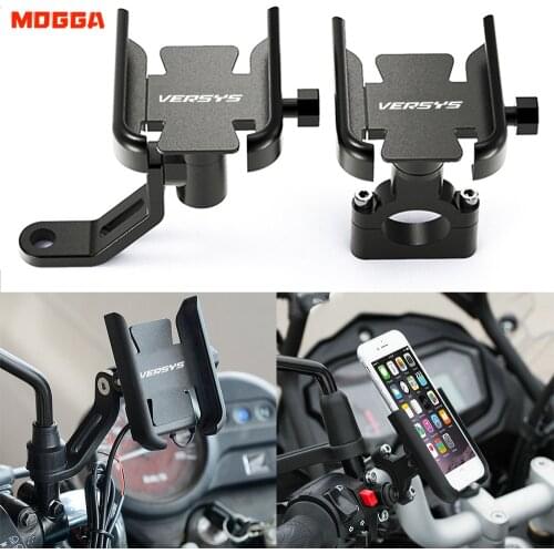 For KAWASAKI Versys 650 1000 X300 Versys650 Versys1000 Versys-X300 Motorbike Handlebar Mobile Cell Phone Holder GPS Stand Black
