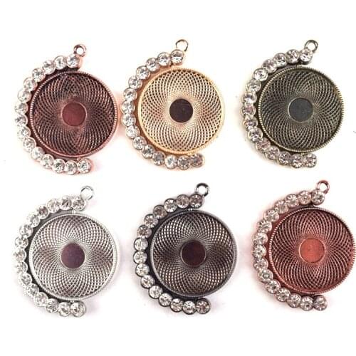 Double-sided rotating base tray size 30mm round necklace sweater chain key chain pendant DIY jewelry accessories