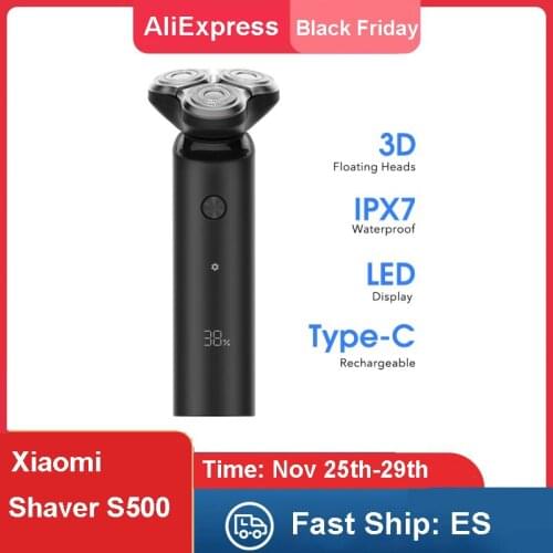 XIAOMI Mijia Electric Shaver S500 Portable 3D Cutter Head Beard Trimmer Dry Wet Shaving Whole Body Washable Type-C Rechargeable