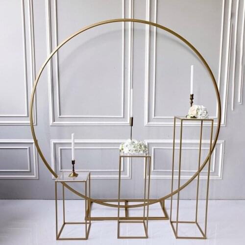 Backdrops Single arch for flowers balloons sash decor rack outdoor lawn flower door rack Gold Metal circle Wedding arch props