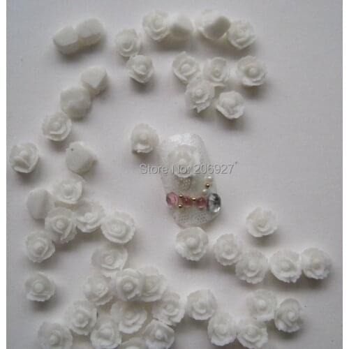 CF4-1 30pcs Cute Ceramic White Flower Shape Nail Art Decoration Outlooking