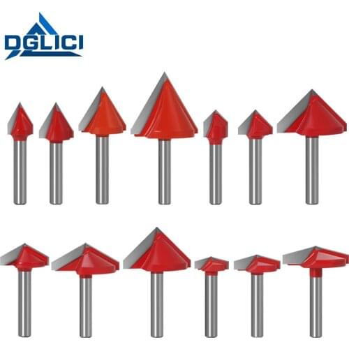 GDLICI 6mm V Router Bit Solid Carbide End Mill Woodworking Milling Cutter 3D Wood Cutter MDF Milling Tools 60 90 120 150 Degrees