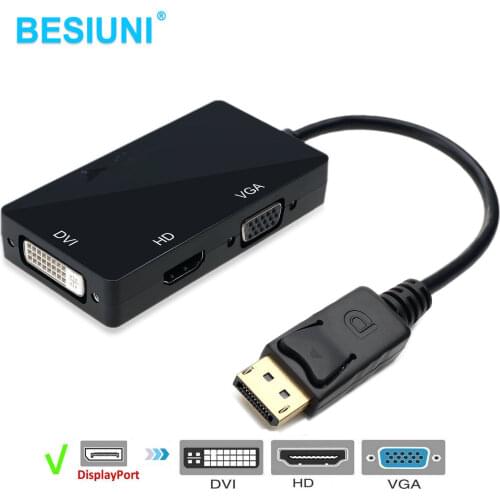 3 in 1 DisplayPort DP To HDMI-compatible DVI VGA Adapter Cable 1080P Converter Connector For PC Projector Laptop HDTV