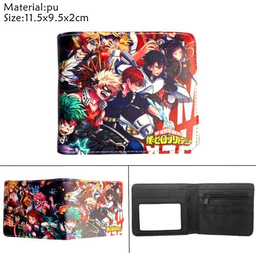 Anime My Hero Academia Leather Wallet Midoriya Izuku Boys Girls zip Coin PU Short Photo Card Holder Layers Cartoon Print Purse
