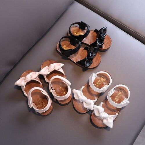 Summer new childrens Korean bowknot girl sandals princess shoes antiskid soft soled baby shoes fashion