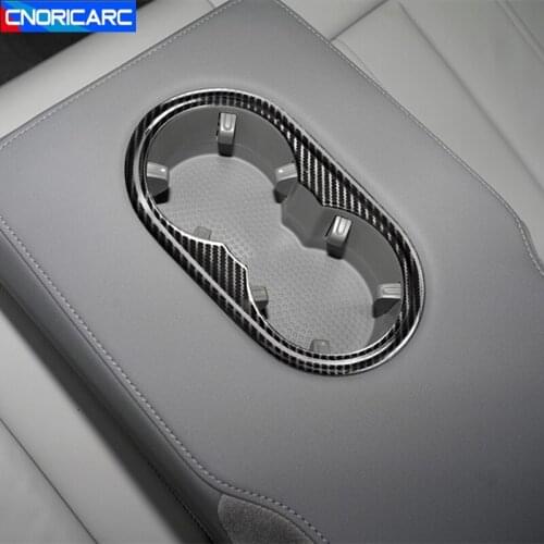 Car Styling Carbon Fiber Color Rear Water Cup Holder Frame Cover Trim For Audi A3 2021 Stainless Steel Interior Accessorries