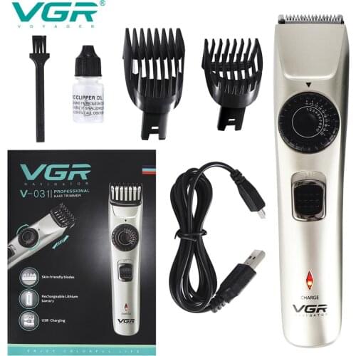 VGR V-031 New Electric Clipper Electric Hair Trimmer Beard Men Hair Clipper Grooming Quiet Clipper Titanium Ceramic Blade Adult