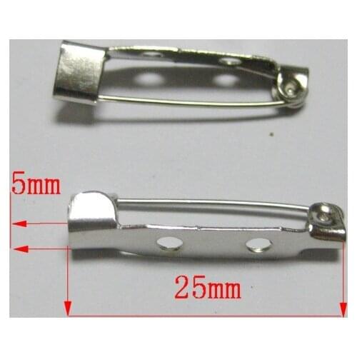 50 Silver Tone Metal Brooch Finding 25X5mm Pin Back