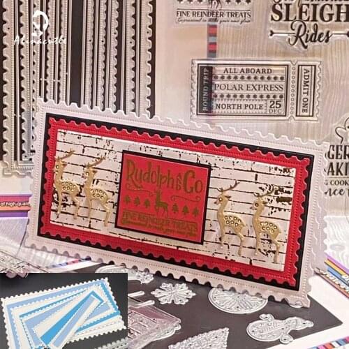 Alinacutle Metal Cutting Dies Cut Mini Slimline Card Frame with Postcard Borders,Postage Stamp Paper Craft Album Card Dies