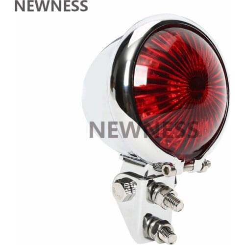 Motorcycle Red 12V LED Adjustable Cafe Racer Style Stop Tail Light Motorbike Brake Rear Lamp Taillight for Harley Bobber Chopper