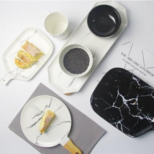 Marble Pattern Ceramic Tableware Porcelain Plate Dish Platter Bowl Cutter Board Dinnerware Set