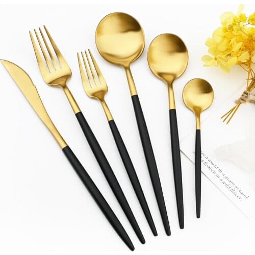 Western Matte Dinnerware Knife Cake Fork Coffee Spoon Cutlery Set 304 Stainless Steel Tableware Set Kitchen Flatware Silverware