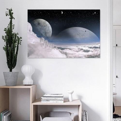 Nordic Night View Moonlight Modern Decor Canvas Poster Moonlight White Cloud Artistic Conception Comfortable Frameless Painting
