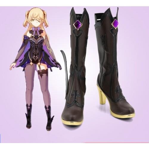 Game Genshin Impact Fischl Cosplay Shoes Short Fancy Boots Halloween Carnival Party COS Genshin Impact Cosplay Fischl Costumes