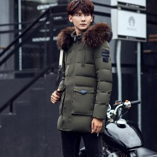 Parkas Winter Mens Warm Winter Coat Men Artificial Fur Collar Hooded Jacket Slim Mens Jackets Casacos Masculino WXF315 's s