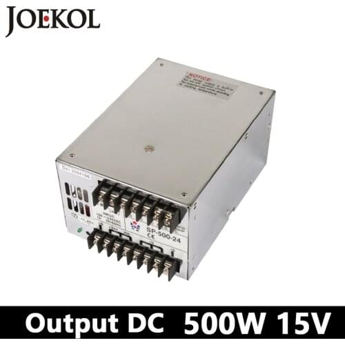PFC switching power supply 500W 15v 33A,Single Output ac dc power supply for Led Strip,AC110V/220V Transformer to DC15