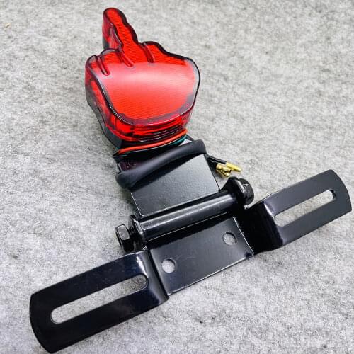 Retro Middle Finger Universal Motorcycle LED Rear License Plate Stop Light Tail Lamp For Benelli KTM Victory Triumph Aprilia